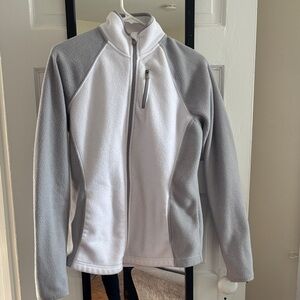 Gray and White Fleece Jacket